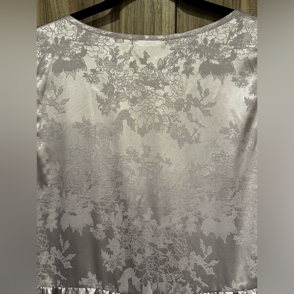 Tie Front Flounce Hem Jacquard Satin Dress - Picture 6 of 7